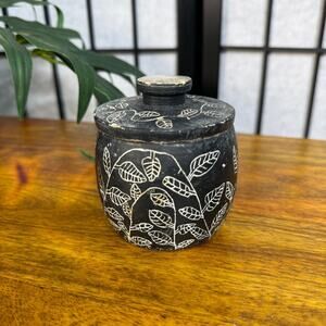 Vintage Trinket Box Garden Print Spice Jar with Lid